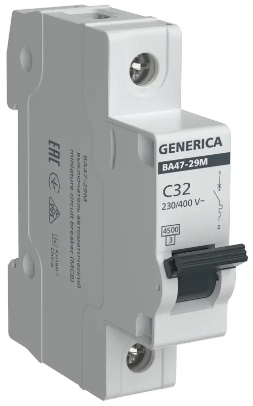 Выключатель автоматический&nbsp;ВА47-29М&nbsp;1P&nbsp;32А&nbsp;4,5кА&nbsp;C&nbsp;GENERICA