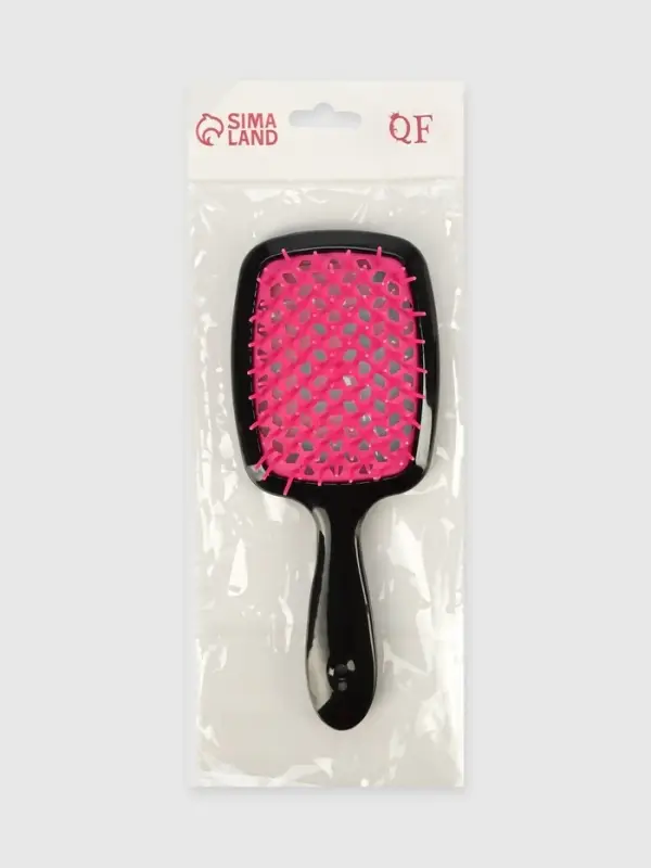 Расчёска массажная, широкая, вентилируемая, 8.5&times;20.5(&plusmn;1) см, чёрная/розовая