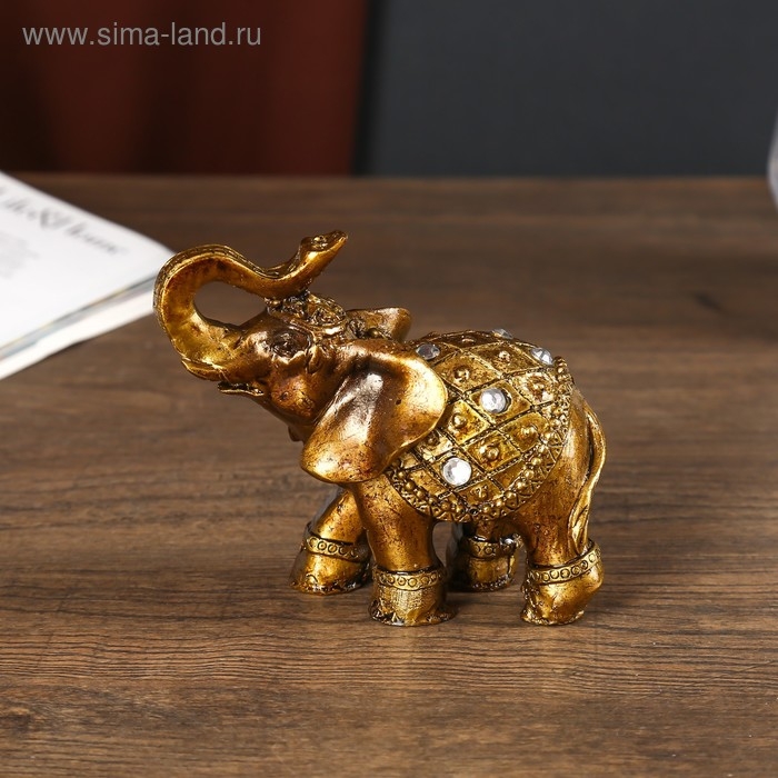 Сувенир полистоун Сувенир полистоун "Слоны,попона со стразами" набор 7 шт h=9,5;8,5; 7,5; 6,5; 5,5; 5,3; 5 см