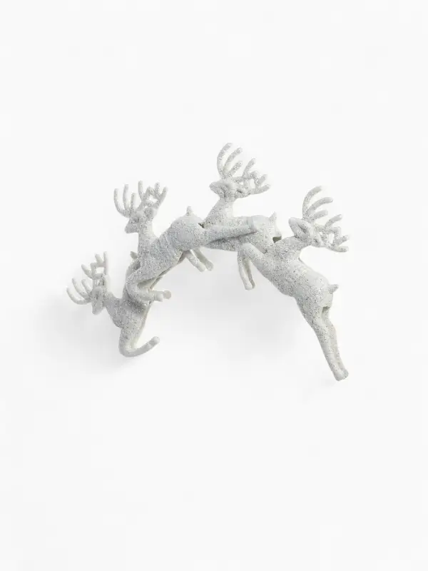 Ёлочные игрушки 4 шт. &laquo;Зимнее волшебство. Белый скачущий олень&raquo; пластик, 9&times;5 см