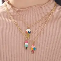 Кулоны парные на цепочке &laquo;Виды мороженого&raquo;, 45 см, цветные в золоте