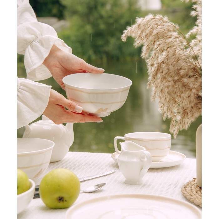 Набор салатников фарфоровых SL Home «Гатто», 700 мл, d=15 см, цвет белый