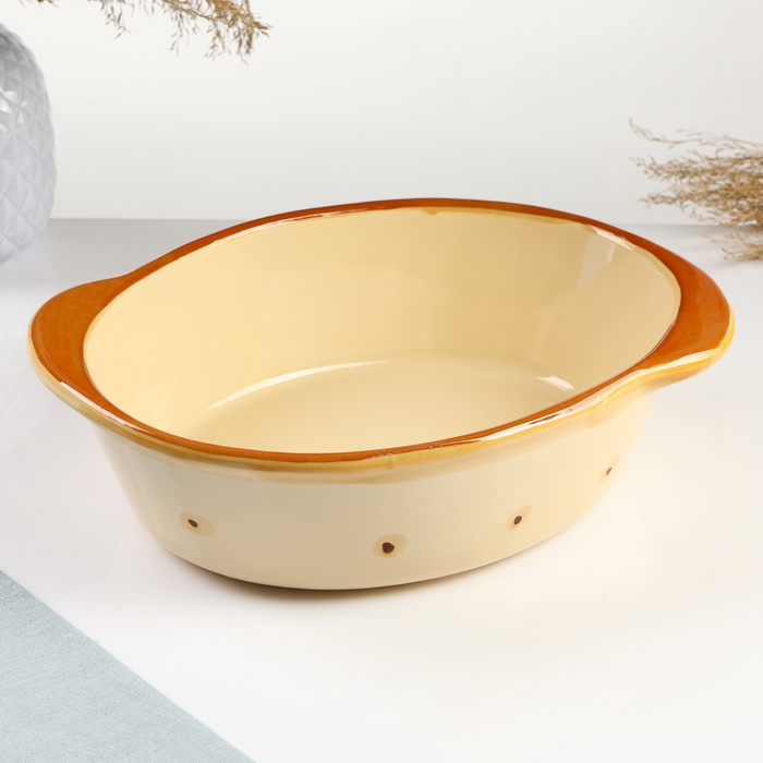 Емкость для запекания Емкость для запекания "Трапеза овальная" 2,2л / 8,5х30х22см, карамель