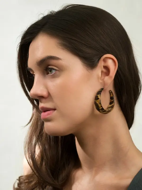 Серьги кольца QF &laquo;Леопард&raquo;, d=4.5