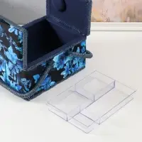 Шкатулка для рукоделия и шитья &laquo;Голубые цветы на синем&raquo;, хранение ниток, иголок, мелочи, 19&times;26&times;14.5 см