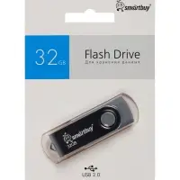 Флешка Smartbuy Twist, 32 Гб, USB 2.0, чтение до 25 Мб/с, запись до 15 Мб/с, чёрная