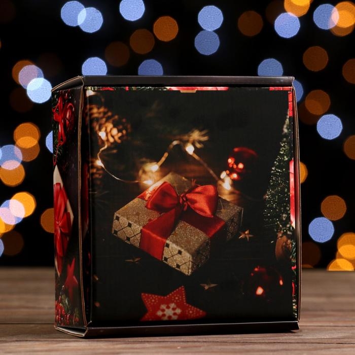 Новый год. Коробка подарочная, крышка-дно, Новый год. Коробка подарочная, крышка-дно, "Волшебная ночь", 14,5 х 14,5 х 6 см.