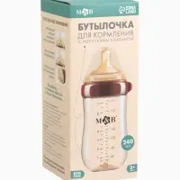 Бутылочка для кормления, антиколиковая, боросиликатное стекло, 240 мл M&B