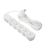 Удлинитель сетевой Luazon Lighting ECO, 5 розеток, 5 м, 10 А, 2200 Вт, заземление, белый