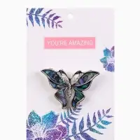 Брошь &laquo;Галиотис&raquo;, бабочка летящая, в серебре