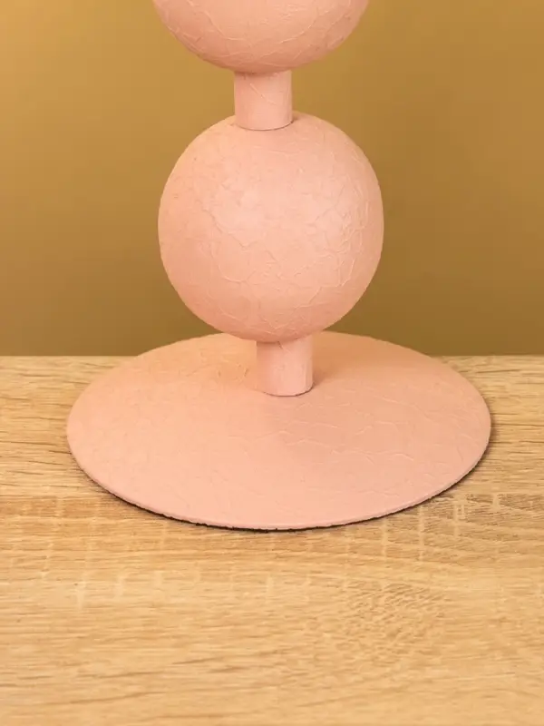 Подсвечник на 1 свечу текстурный  Подсвечник на 1 свечу текстурный "Пудровый розовый" с 3 сферами 10х10х25 см