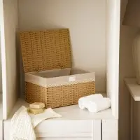 Корзина для хранения с крышкой SL Home, плетёная, ручной работы, 35&times;25&times;19 см, МИКС узора