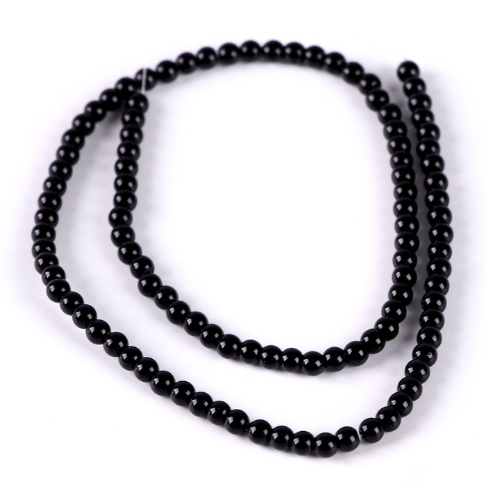 Бусины из натурального камня «Чёрный агат» набор 90 шт., размер 1 шт. — 4 мм Бусины из натурального камня «Чёрный агат» набор 90 шт., размер 1 шт. — 4 мм