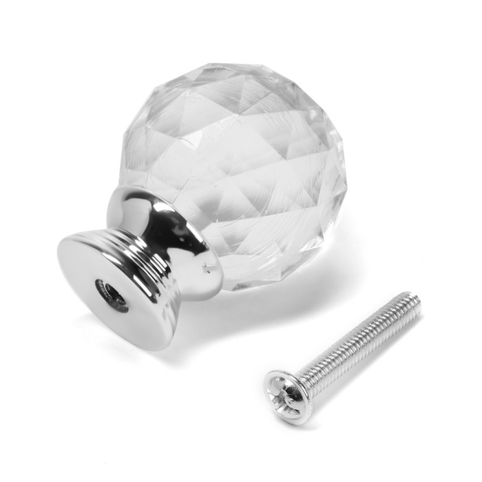 Ручка-кнопка CAPPIO PK114, d=30 мм, пластик, цвет хром, 8 шт Ручка-кнопка CAPPIO PK114, d=30 мм, пластик, цвет хром, 8 шт