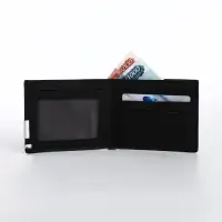 Портмоне мужское без застёжки, отдел для карт, для купюр, цвет чёрный