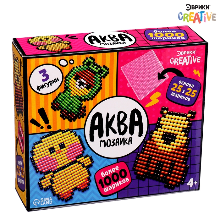 Аквамозаика «Зверята», более 1000 шариков, 3 фигурки Аквамозаика «Зверята», более 1000 шариков, 3 фигурки