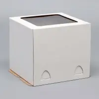 Коробка под торт, с окном, без ручек, белая, 24&times;24&times;22 см