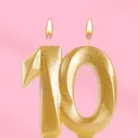 Свеча для торта юбилейная &laquo;Грань&raquo;, цифра 10, золотой блеск, 8 см
