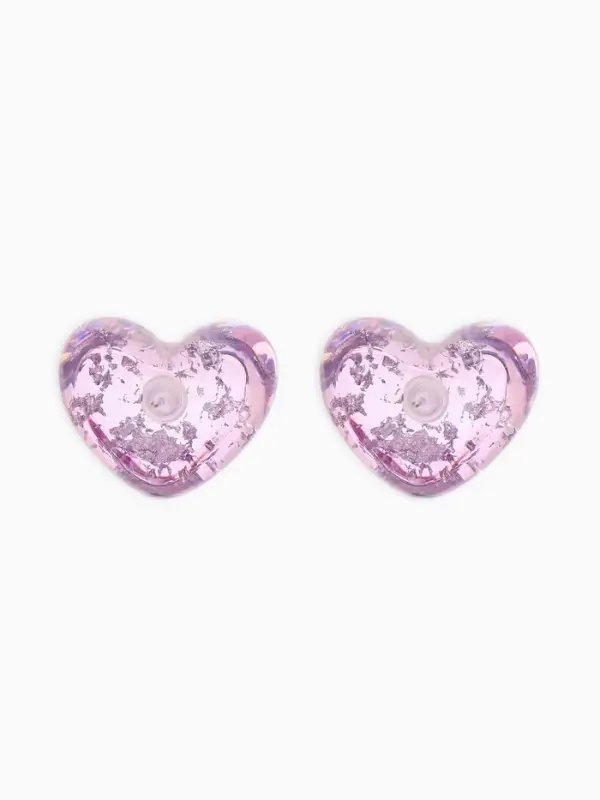 Серьги Серьги "Сердце блестка", цвет сиреневый с паталью серебро