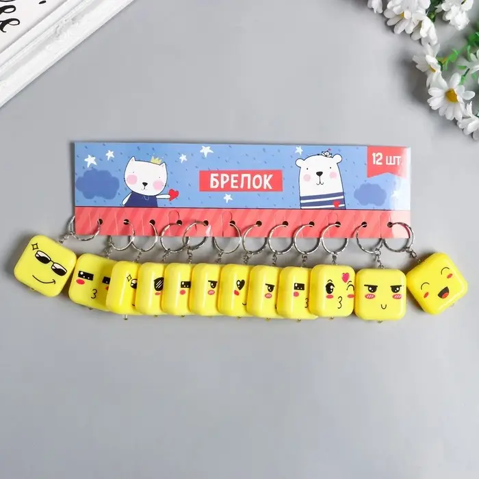 Фонарик свет на кольце  Фонарик свет на кольце "Квадратик-смайлик" МИКС светит 3,8х1,6х3,8 см