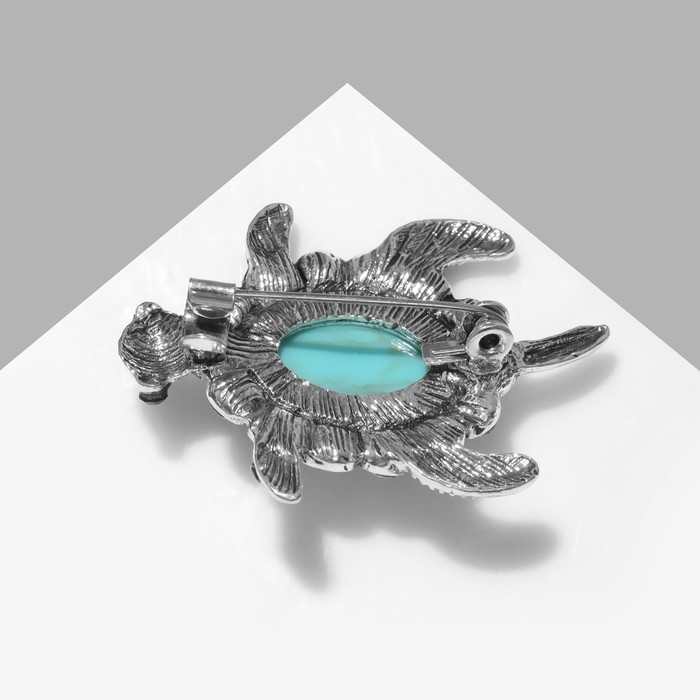 Брошь «Черепашка» панцирь под бирюзу, цвет голубой в чернёном серебре Брошь «Черепашка» панцирь под бирюзу, цвет голубой в чернёном серебре