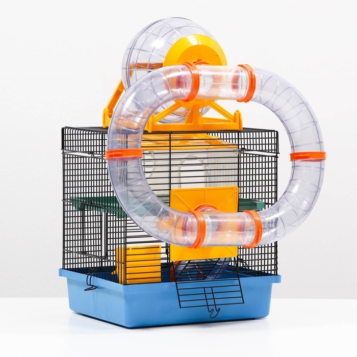 Клетка для грызунов, двухъярусная, с полкой, домом и шаром, 28 х 24,5 х 31 см, микс Клетка для грызунов, двухъярусная, с полкой, домом и шаром, 28 х 24,5 х 31 см, микс