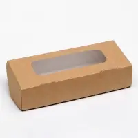 Контейнер на вынос, с окном, крафт, 17×7×4 см