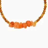 Браслет, длина 16 см, цв. янтарный, золотой