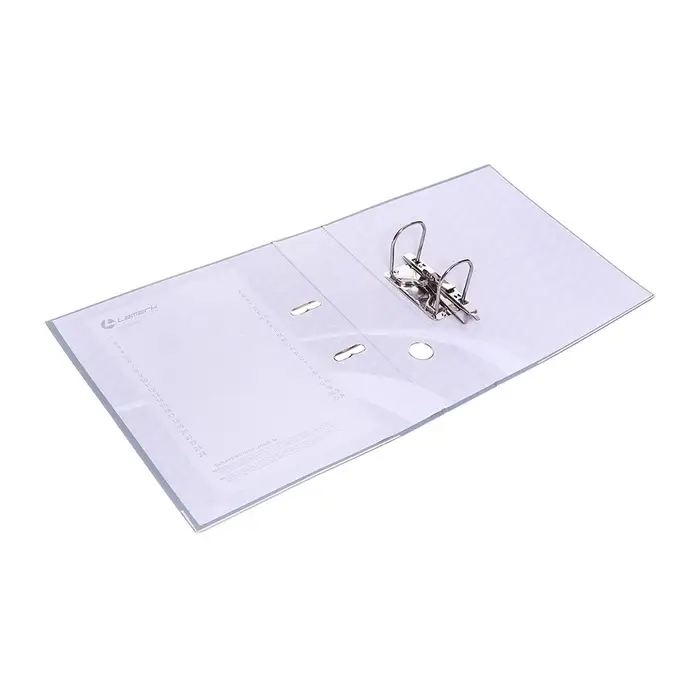 Папка-регистратор А4, 75 мм, ПВХ, металлическая окантовка, карман на корешок, собранная, серая, МИКС