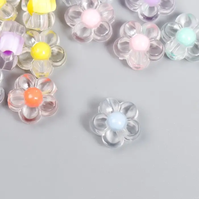 Набор бусин для рукоделия и плетения «Арт Узор. Цветок с цветной серединкой», пластик, глянец, 20 г, 0.6×1.2×1.2 см Набор бусин для рукоделия и плетения «Арт Узор. Цветок с цветной серединкой», пластик, глянец, 20 г, 0.6×1.2×1.2 см