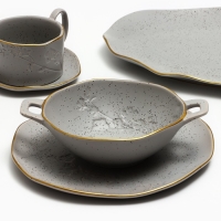 Чайная пара керамическая Dolce Ceramo. «Сканди», 2 предмета: кружка 220 мл, блюдце 13 х 13,6 см