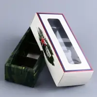 Коробка с обечайкой для 3 конфет, с окном «23 Февраля», 13×5×3.3 см