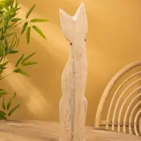 Сувенир &laquo;Кошка&raquo;, белая, 60&times;12&times;6 см, дерево, МИКС