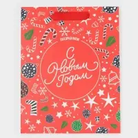 Пакет подарочный новогодний ламинированный «Снежинки», MS 18 х 23 х 10 см