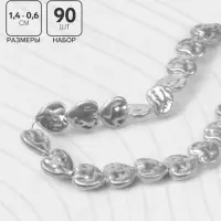 Бусины пластиковые на нити &laquo;Жемчуг&raquo;, 1.4&times;1.4&times;0.6 см, набор 90 шт., цвет белый