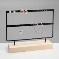 Подставка под серьги QF, 2 яруса, на 24 пары серёг, 27&times;7&times;20 см, чёрная