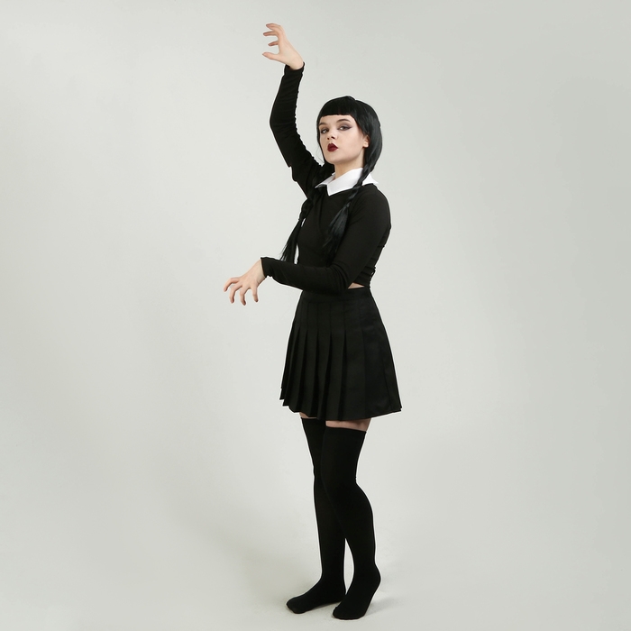 Карнавальный набор «Мрачная девчонка», р. XS: парик, юбка, чулки, воротник Карнавальный набор «Мрачная девчонка», р. XS: парик, юбка, чулки, воротник