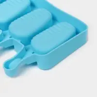 Форма для мороженого Доляна &laquo;Эскимо в глазури&raquo;, силикон, 18.5&times;12.3&times;2.5 см, 4 ячейки, синяя