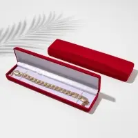 Футляр бархатный под браслет, цепочку, часы &laquo;Пенал&raquo;, 21.5&times;5&times;2.5 см, красный, вставка белая