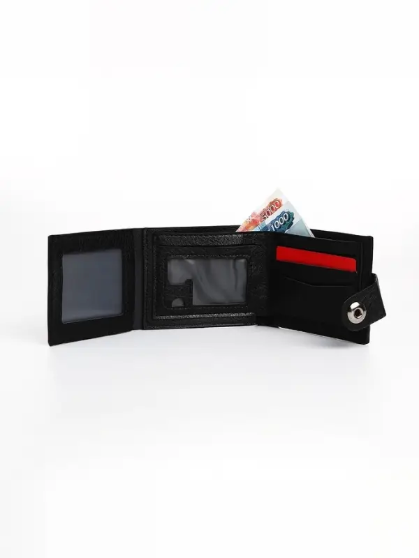 Портмоне мужское, на магните, отдел для купюр, для карт, для монет, чёрное