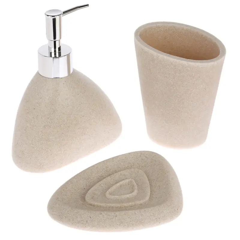 Диспенсер для жидкого мыла тм VETTA Дюна, 300мл, смола (полирезин), бежевый, 13x8x15,5см