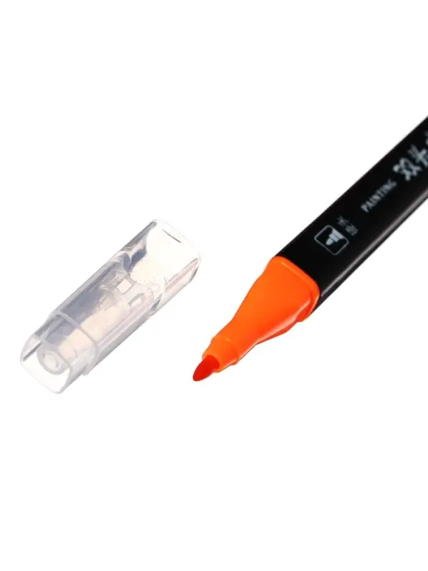 Набор маркеров профессиональных двусторонних 24 цветов, в пенале, c ручкой, микс