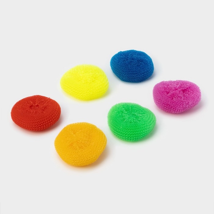 Губки для посуды Доляна «Бублик», 3 шт, пластик, 7×7×2,5 см, цвет МИКС Губки для посуды Доляна «Бублик», 3 шт, пластик, 7×7×2,5 см, цвет МИКС