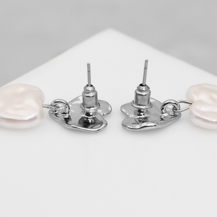 Серьги с жемчугом «Сердца» трио, цвет серебро Серьги с жемчугом «Сердца» трио, цвет серебро