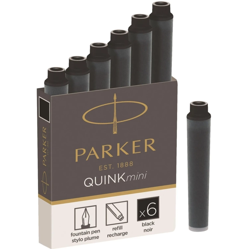 Картридж чернильный для перьевой ручки PARKER QUINK SHORT черн 6шт 1950407