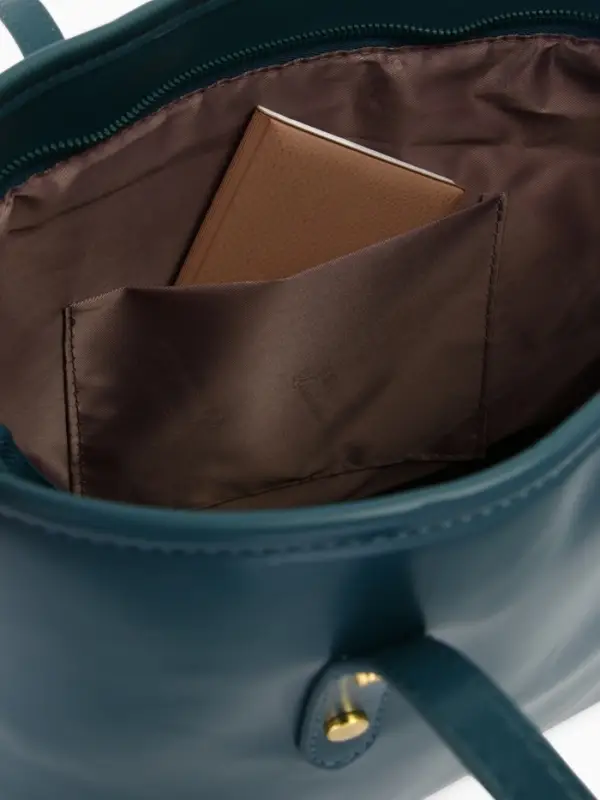 Сумка-шопер женская на молнии, размер 30.5&times;12&times;27 см, однотонная, синяя