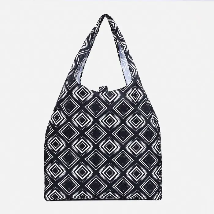 Сумка хозяйственная на кнопке, складная, цвет чёрный