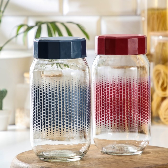 Банка стеклянная для сыпучих продуктов «Круги», 950 мл, цвет МИКС Банка стеклянная для сыпучих продуктов «Круги», 950 мл, цвет МИКС