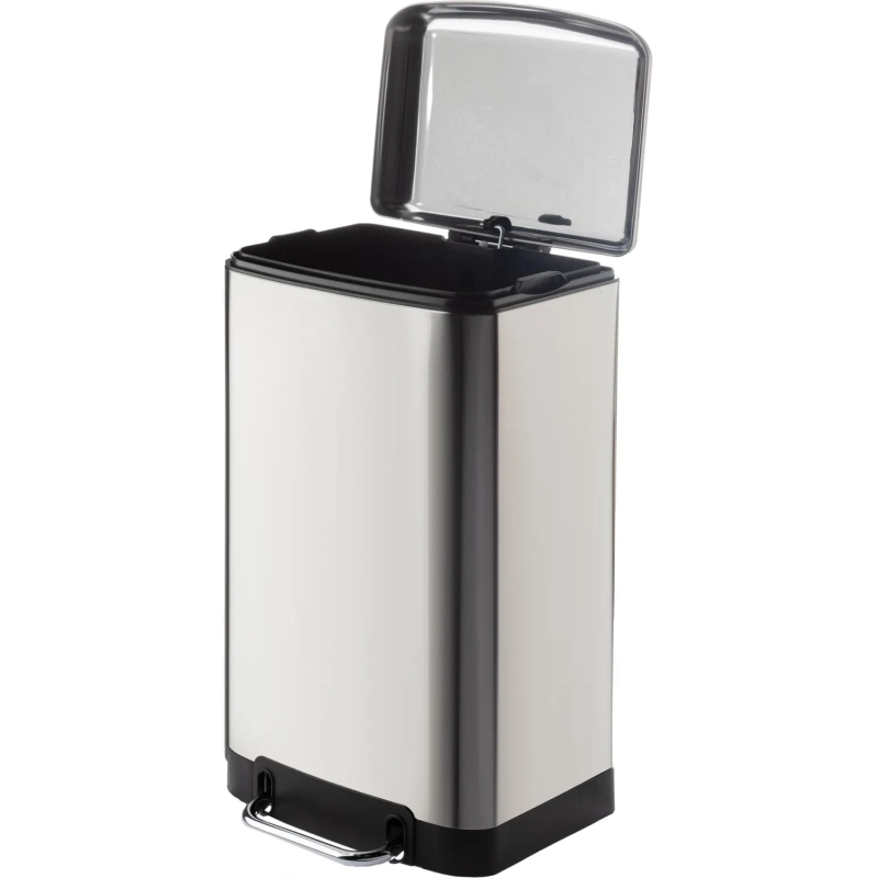 Ведро мусорное с педалью и доводчиком Luscan 30л,матов., прямоуг,нерж сталь