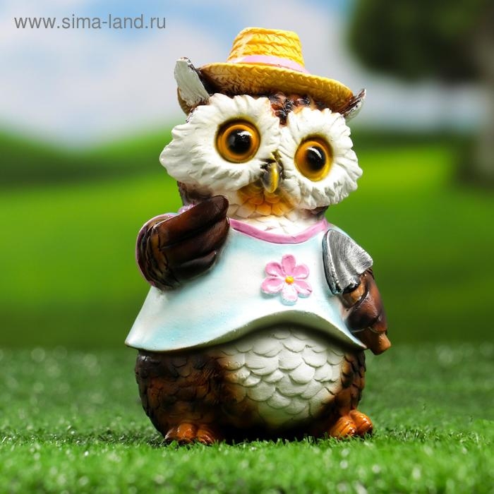 Садовая фигура  Садовая фигура "Филин в шляпке с лопаткой" 10х9,5х15см